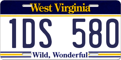 WV license plate 1DS580
