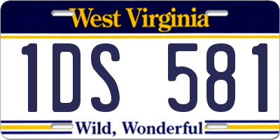 WV license plate 1DS581