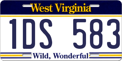 WV license plate 1DS583