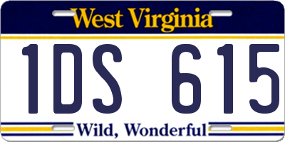 WV license plate 1DS615