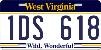 WV license plate 1DS618
