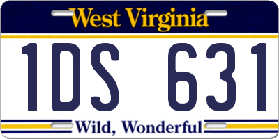 WV license plate 1DS631