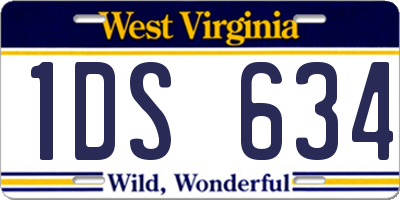 WV license plate 1DS634