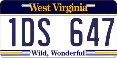 WV license plate 1DS647