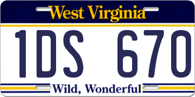WV license plate 1DS670