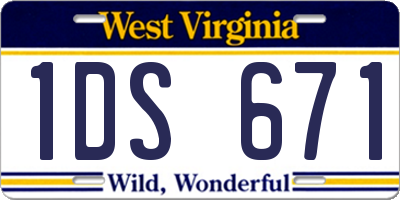 WV license plate 1DS671