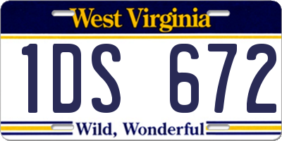 WV license plate 1DS672