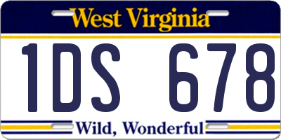 WV license plate 1DS678