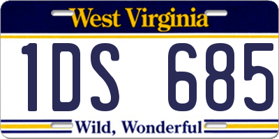 WV license plate 1DS685