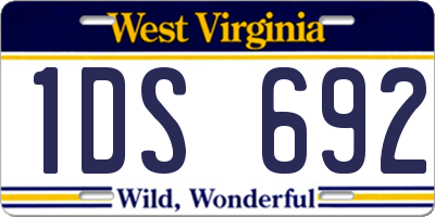WV license plate 1DS692