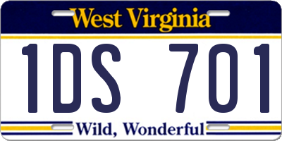 WV license plate 1DS701