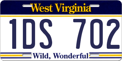 WV license plate 1DS702