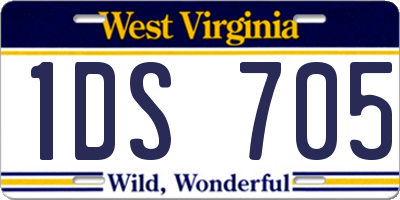 WV license plate 1DS705