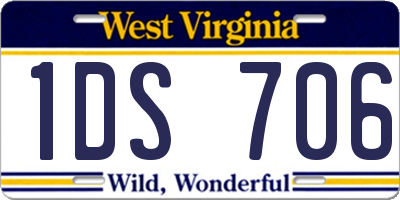 WV license plate 1DS706