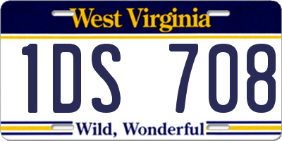 WV license plate 1DS708