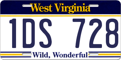 WV license plate 1DS728
