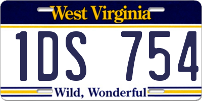 WV license plate 1DS754