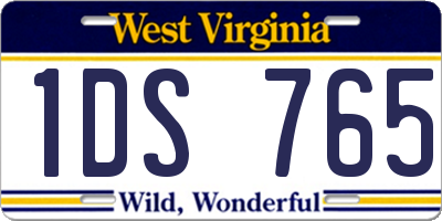 WV license plate 1DS765