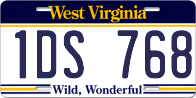 WV license plate 1DS768