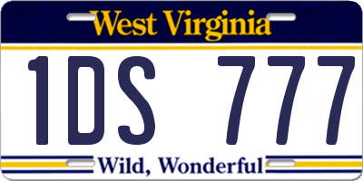 WV license plate 1DS777