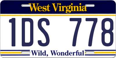 WV license plate 1DS778