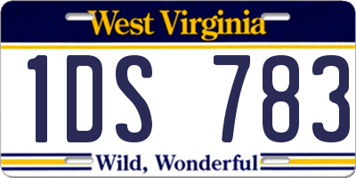 WV license plate 1DS783