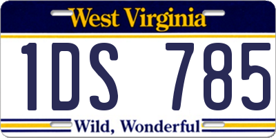 WV license plate 1DS785