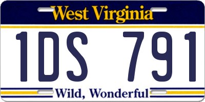 WV license plate 1DS791