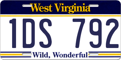 WV license plate 1DS792