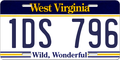 WV license plate 1DS796