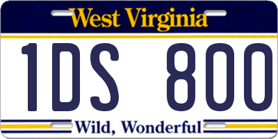 WV license plate 1DS800