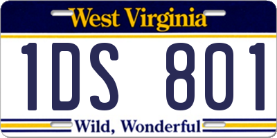 WV license plate 1DS801