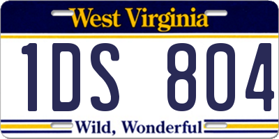 WV license plate 1DS804