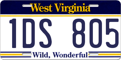 WV license plate 1DS805