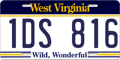 WV license plate 1DS816