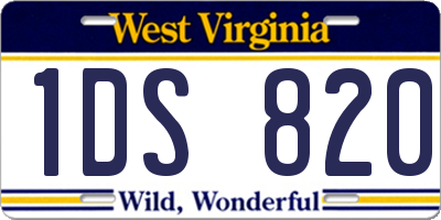 WV license plate 1DS820