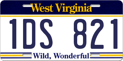 WV license plate 1DS821
