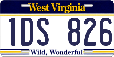 WV license plate 1DS826