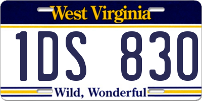 WV license plate 1DS830