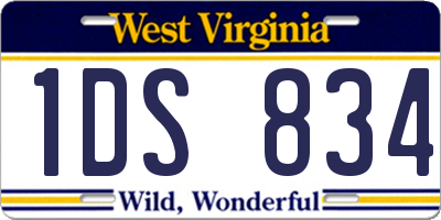 WV license plate 1DS834