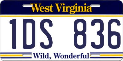 WV license plate 1DS836