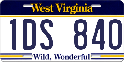 WV license plate 1DS840
