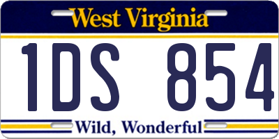 WV license plate 1DS854