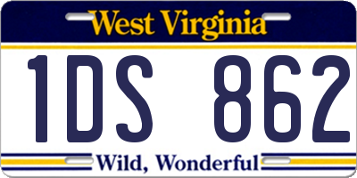 WV license plate 1DS862