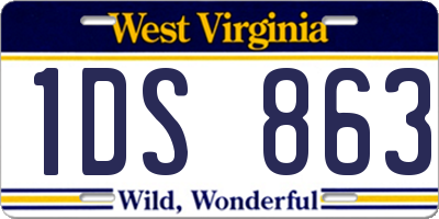 WV license plate 1DS863