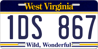 WV license plate 1DS867