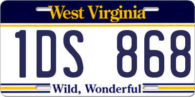 WV license plate 1DS868