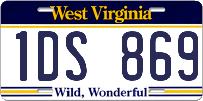 WV license plate 1DS869