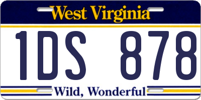 WV license plate 1DS878