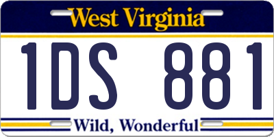 WV license plate 1DS881